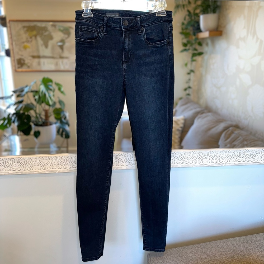 KUT From The Kloth High Rise Cotton Toothpick Skinny Dark Blue Denim Jeans 4